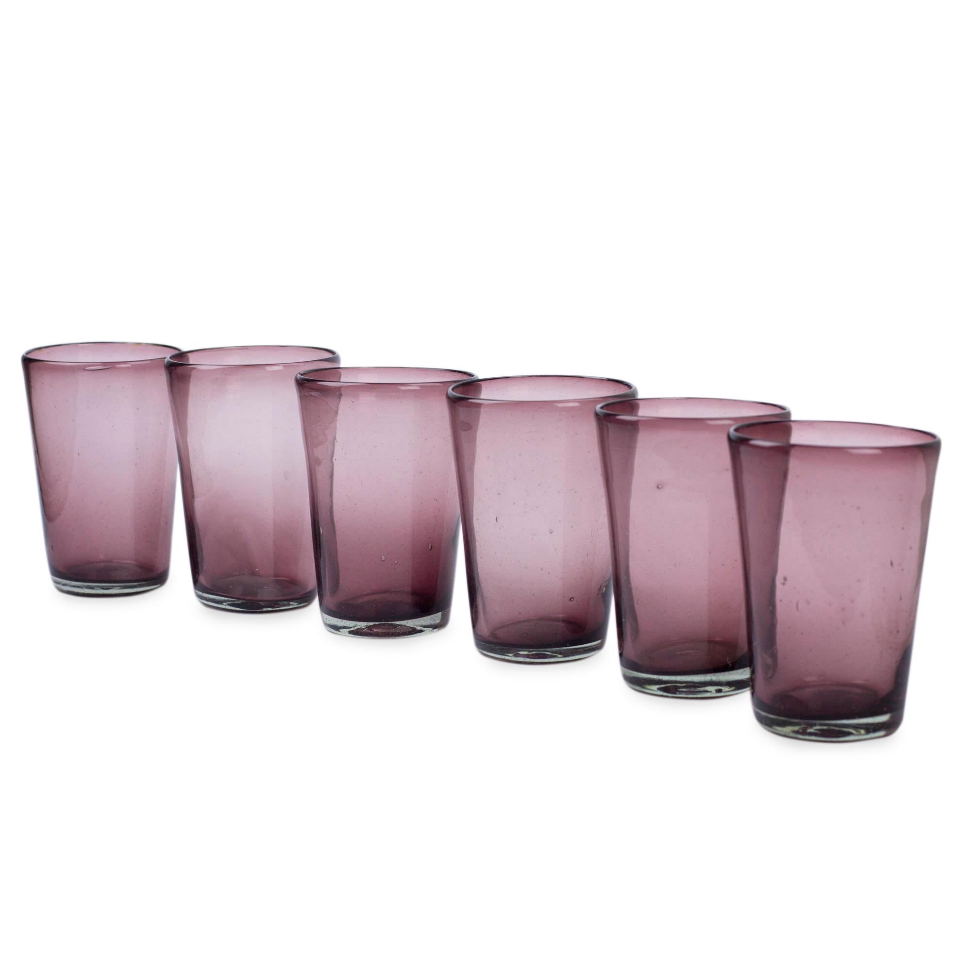 Amethyst Purple Handblown Glass Recycled Tumbler Drinkware (Set Of 6)