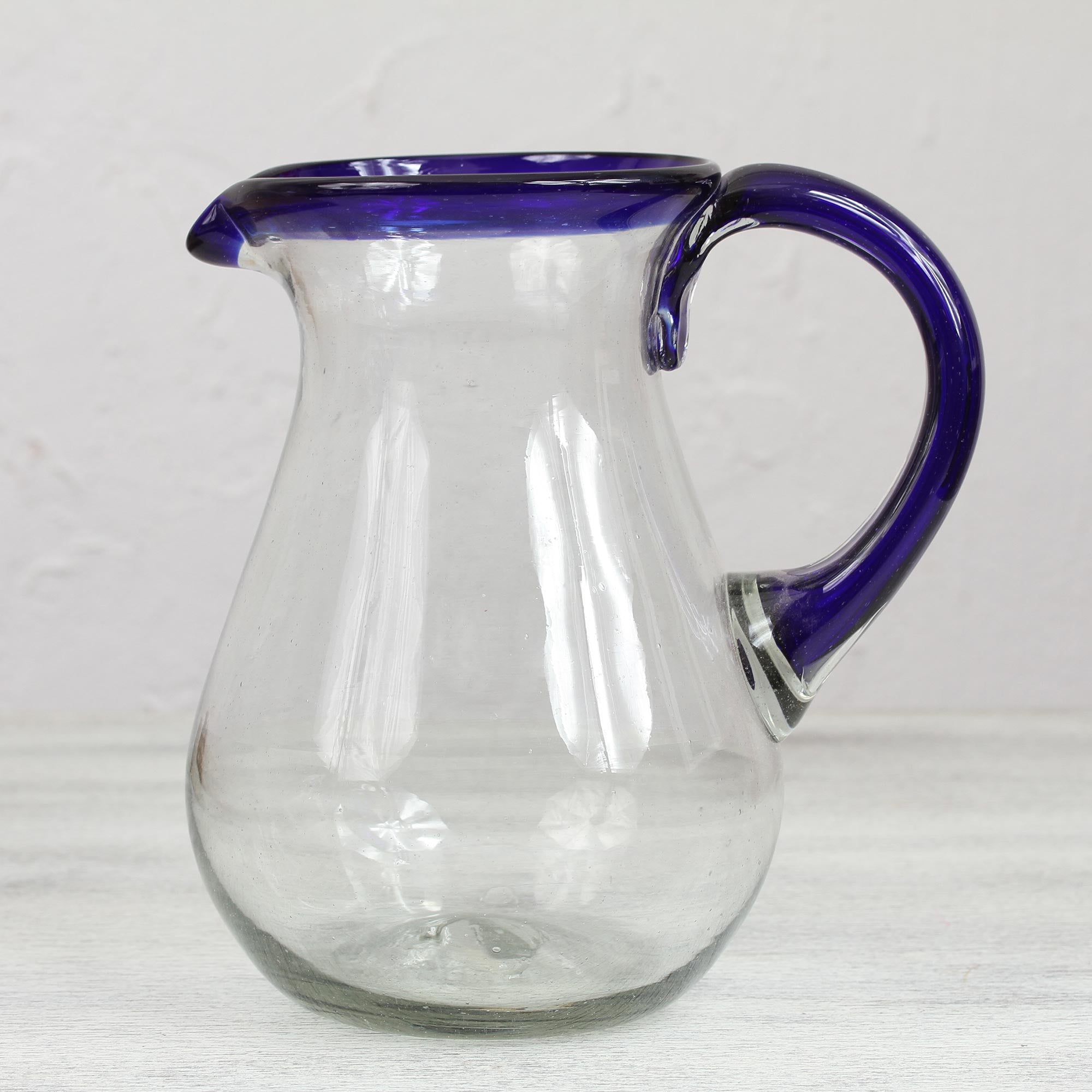 Blue Grace Artisan Crafted Pitcher Classic Mexican Handblown Glass