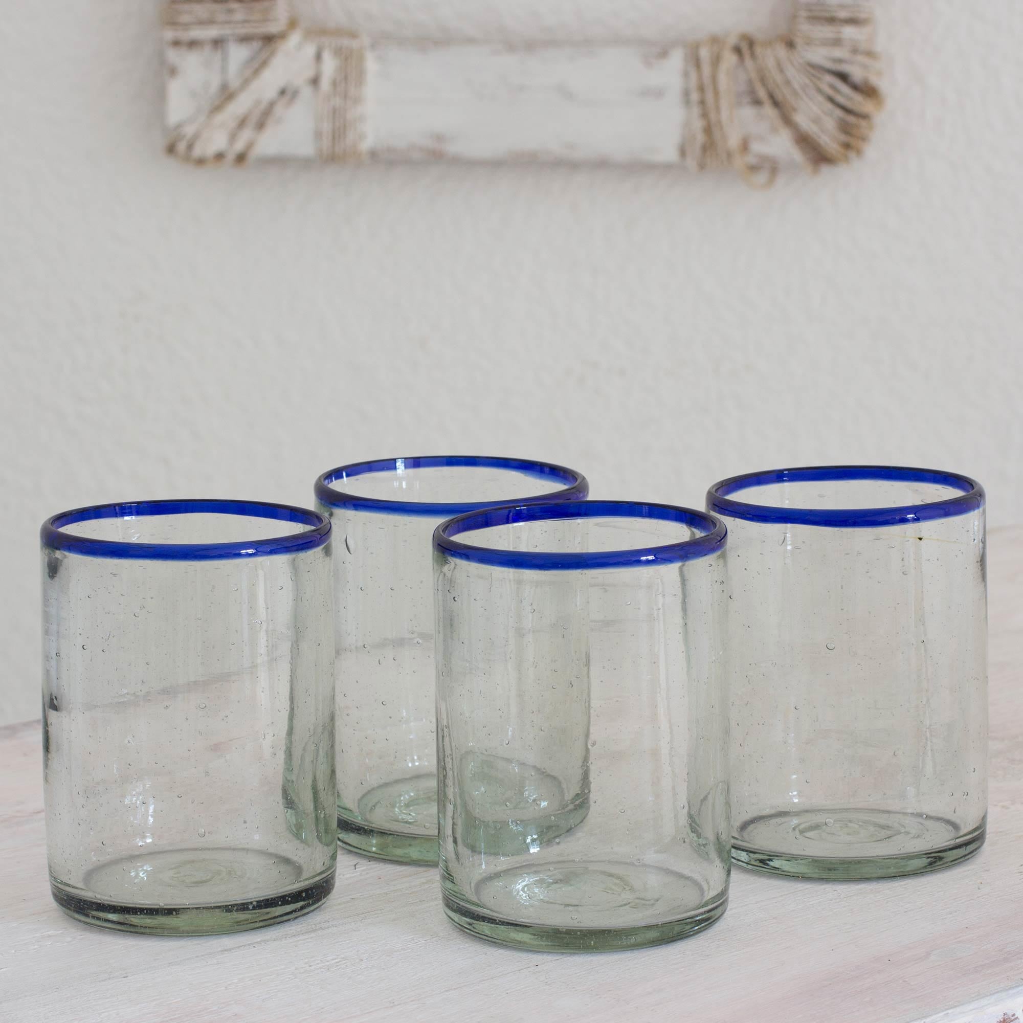 Blues Hand Recycled Tumbler Glasses - Set Of 4