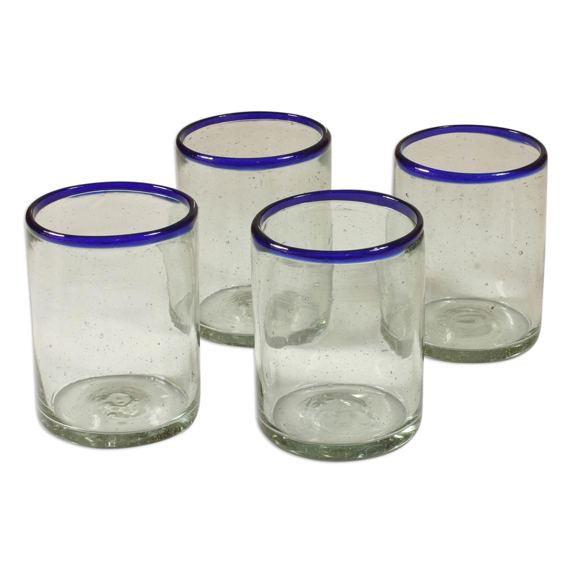 Blues Hand Recycled Tumbler Glasses - Set Of 4