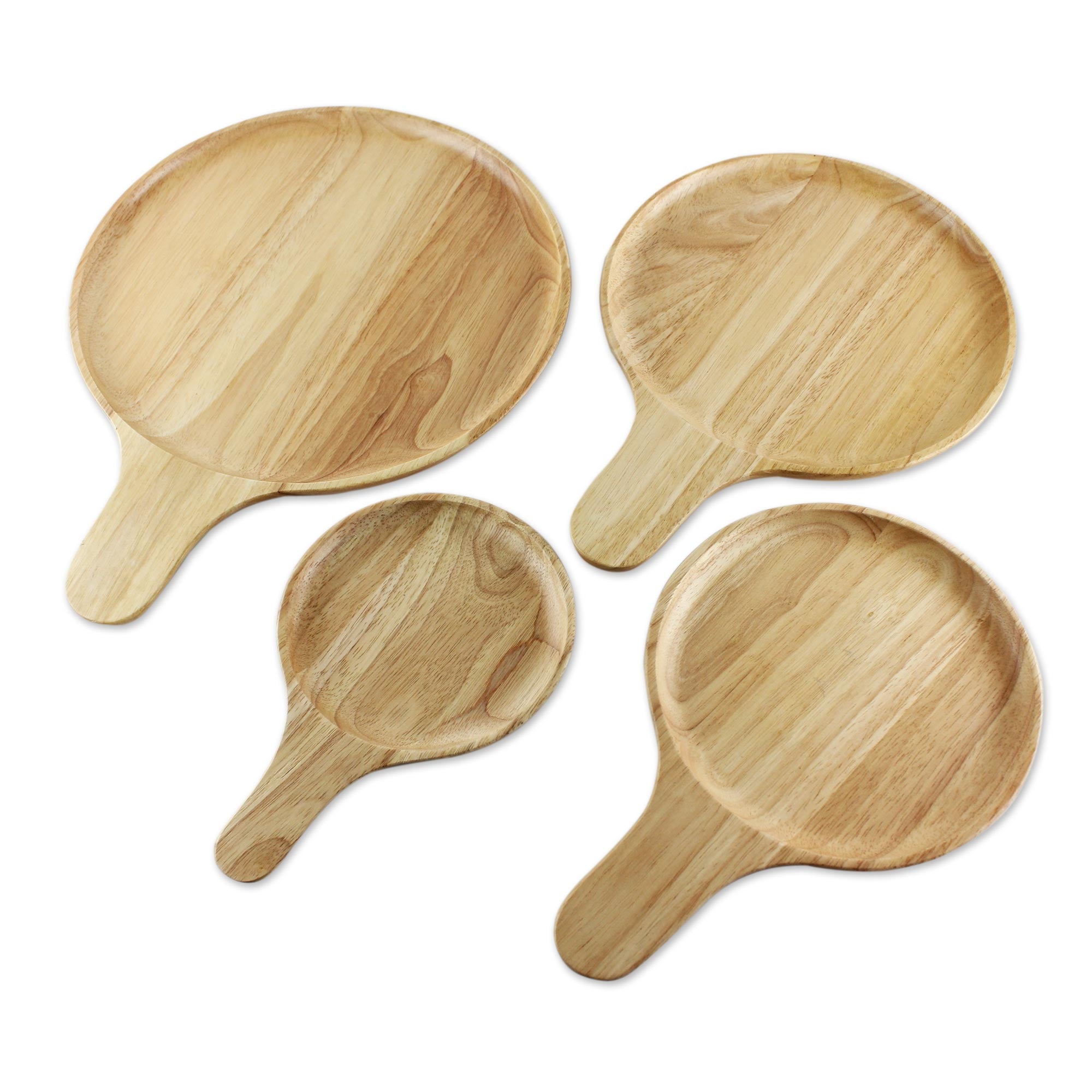 Nature's Lollipops 4 Artisan Crafted Wood Plates Hand Carved In Thailand