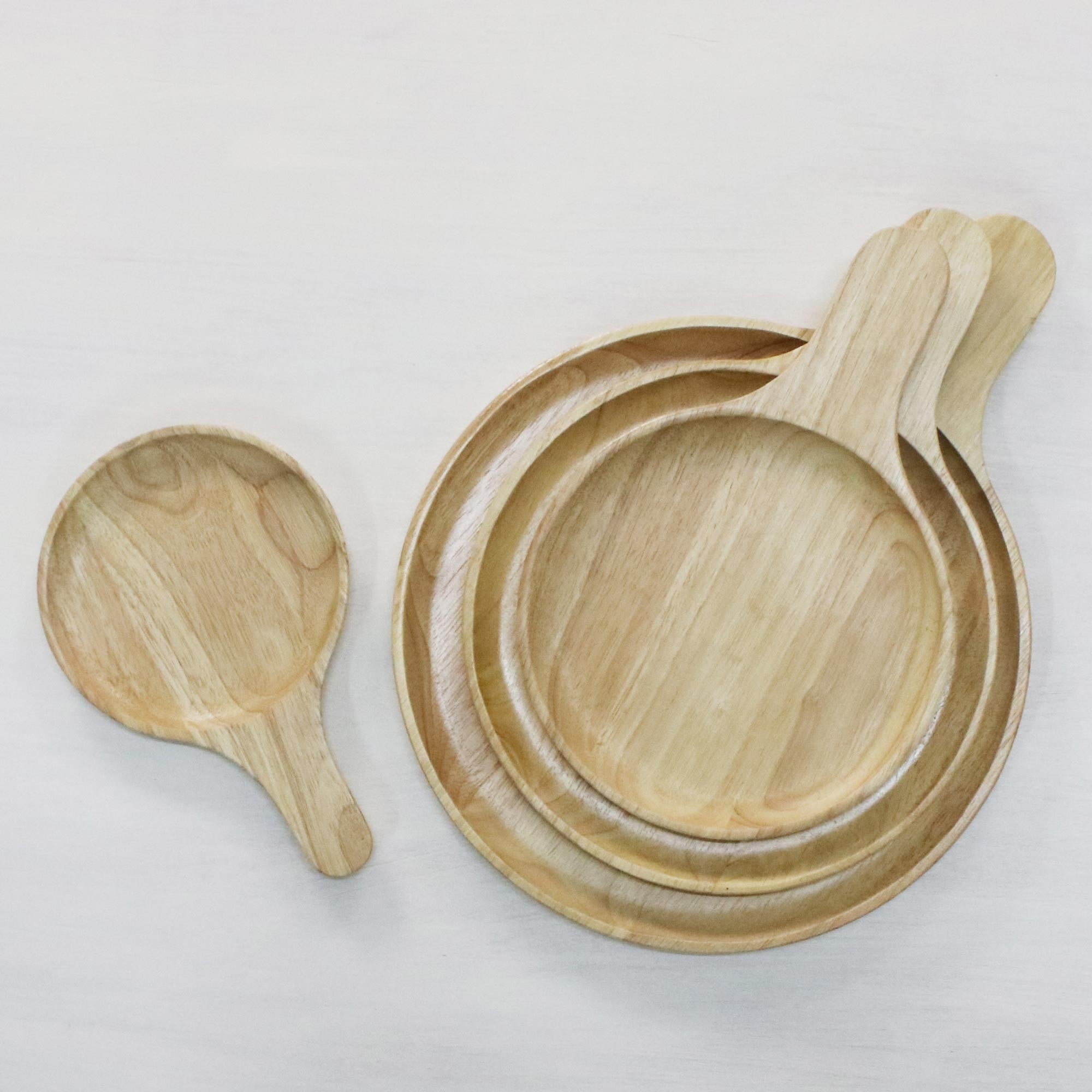 Nature's Lollipops 4 Artisan Crafted Wood Plates Hand Carved In Thailand