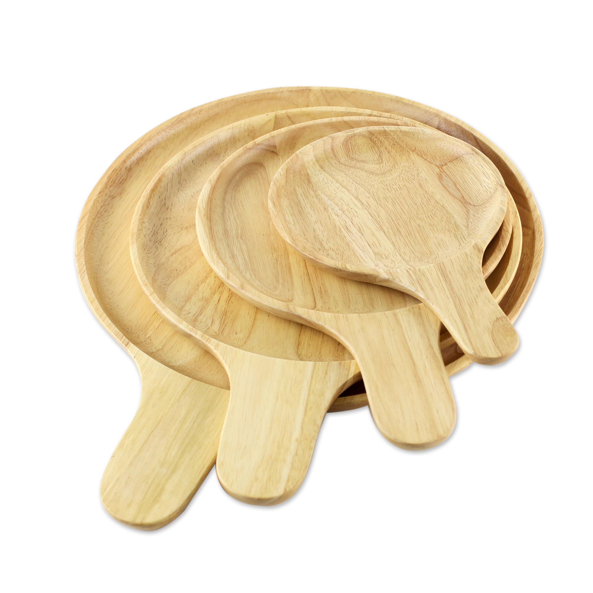Nature's Lollipops 4 Artisan Crafted Wood Plates Hand Carved In Thailand