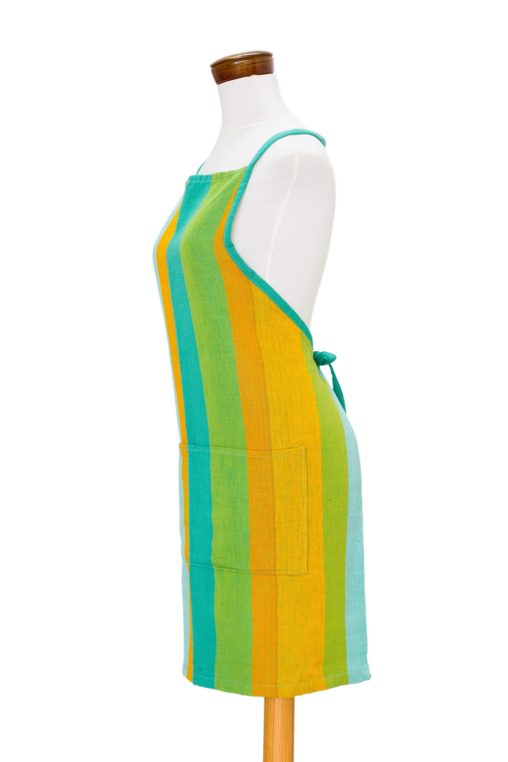 Summer Cooking Handwoven Striped Cotton Apron From Guatemala