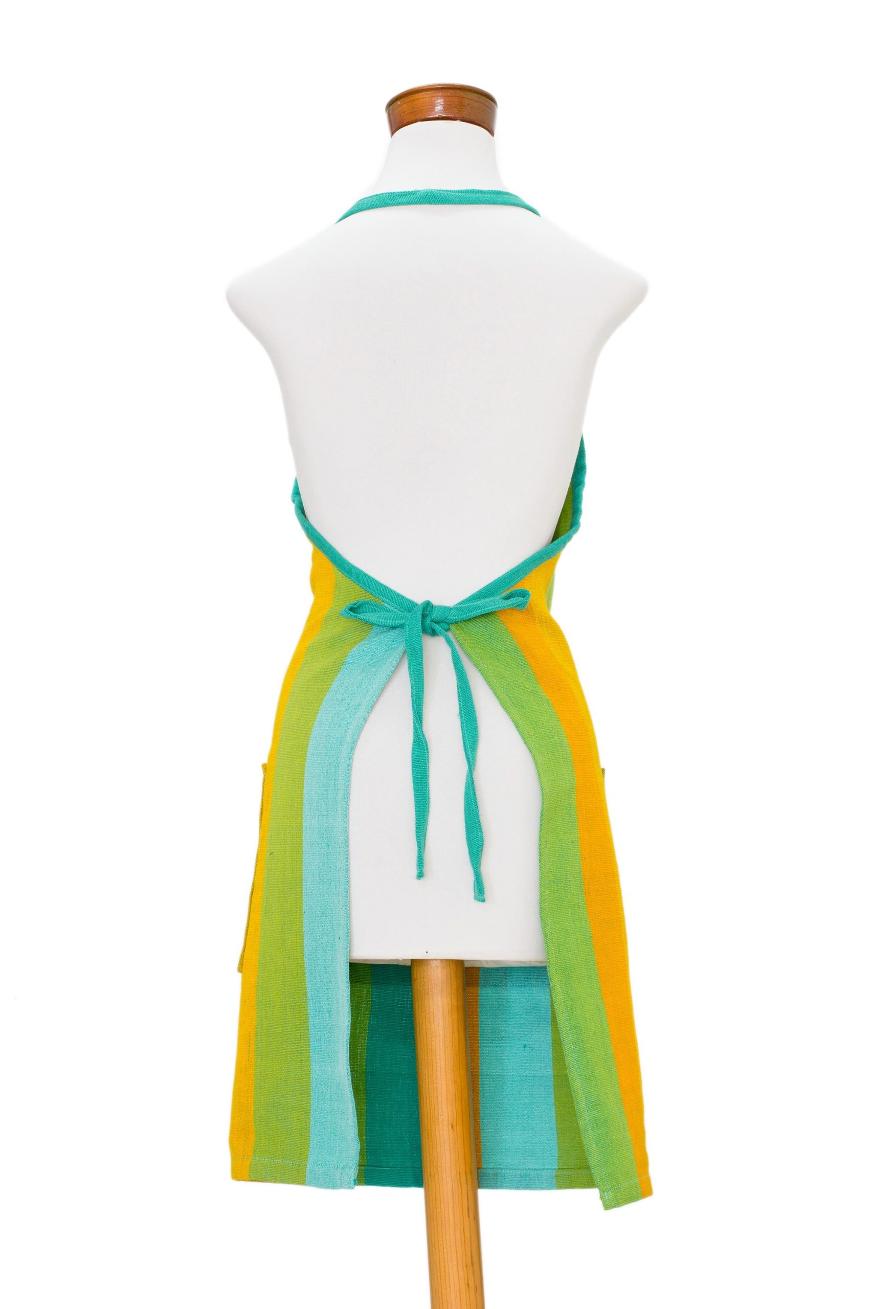 Summer Cooking Handwoven Striped Cotton Apron From Guatemala