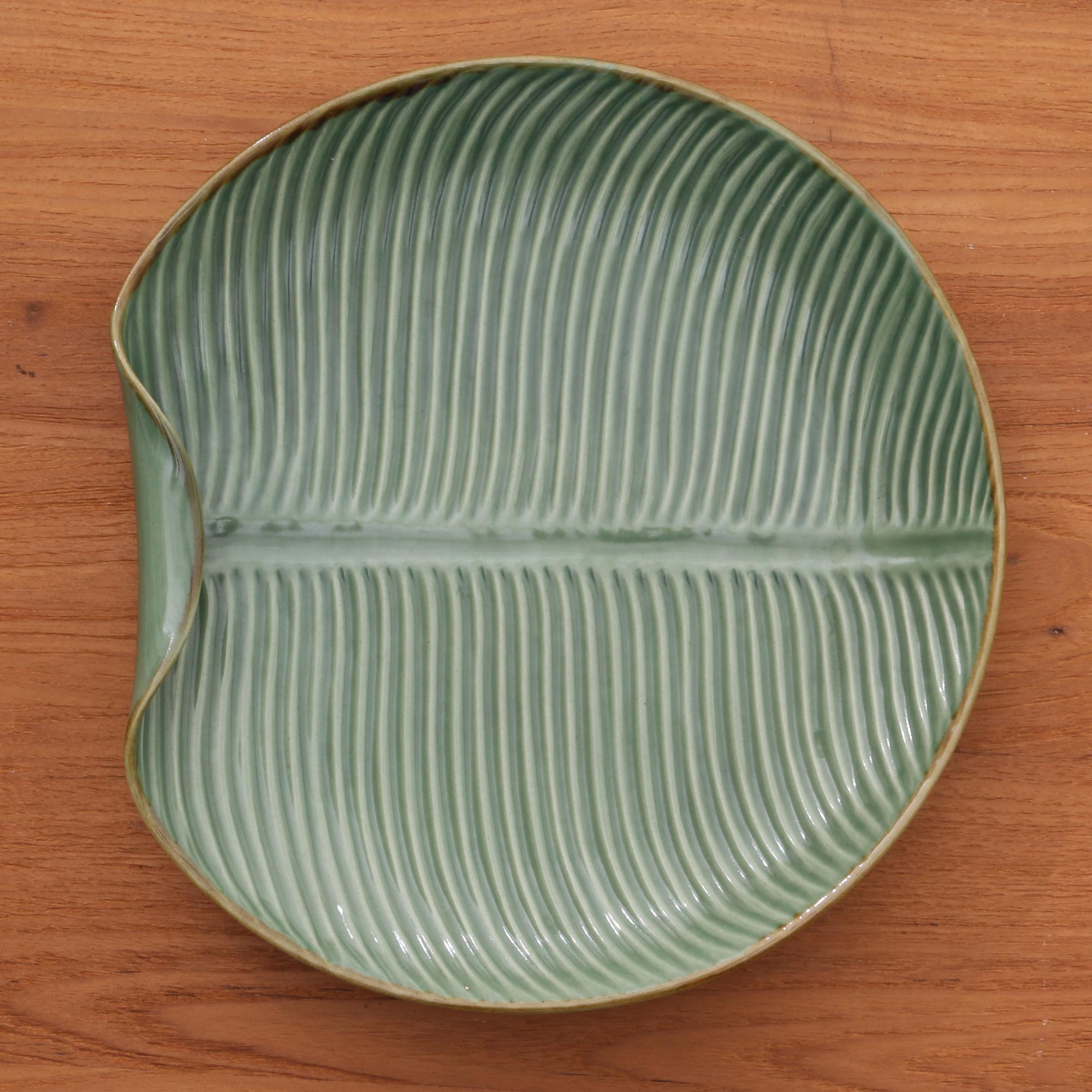 Banana Vibes Ceramic Banana Leaf Serving Plate From Bali