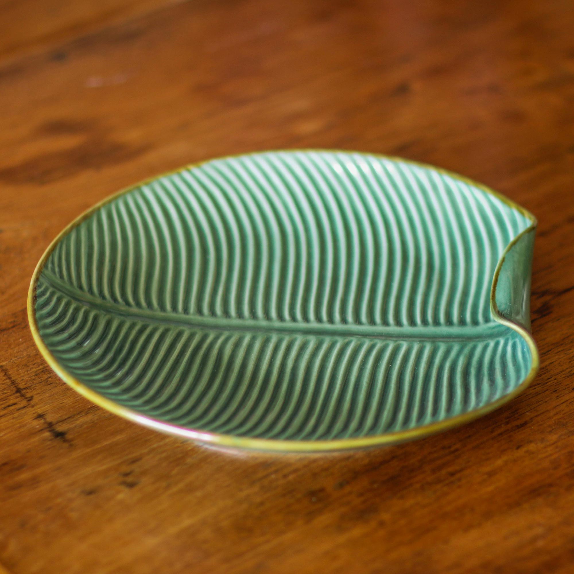 Banana Vibes Ceramic Banana Leaf Serving Plate From Bali