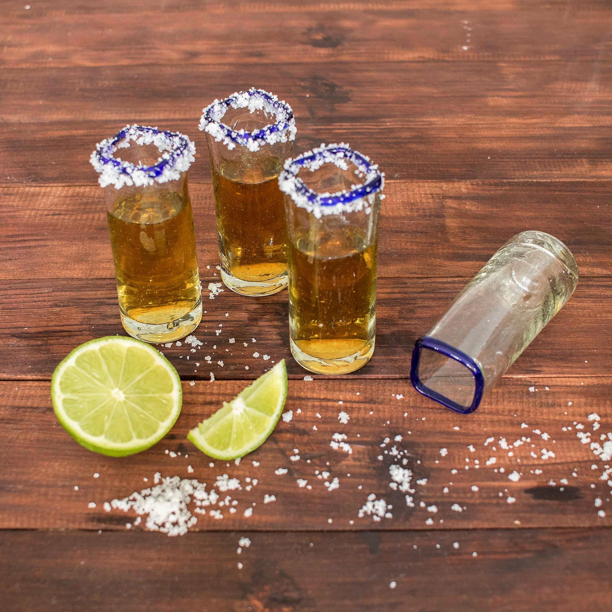 Lakeside Square-Rimmed Recycled Glass Tequila Glasses (Set Of 4)