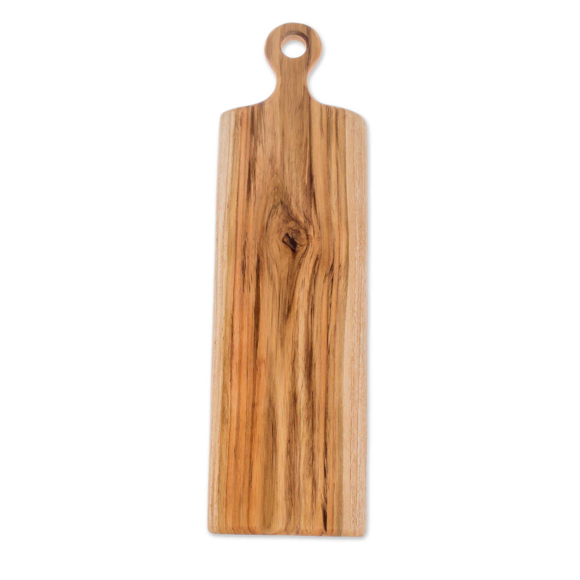 Morning Baguette Handmade Teak Wood Cutting Board From Guatemala (20 In.)
