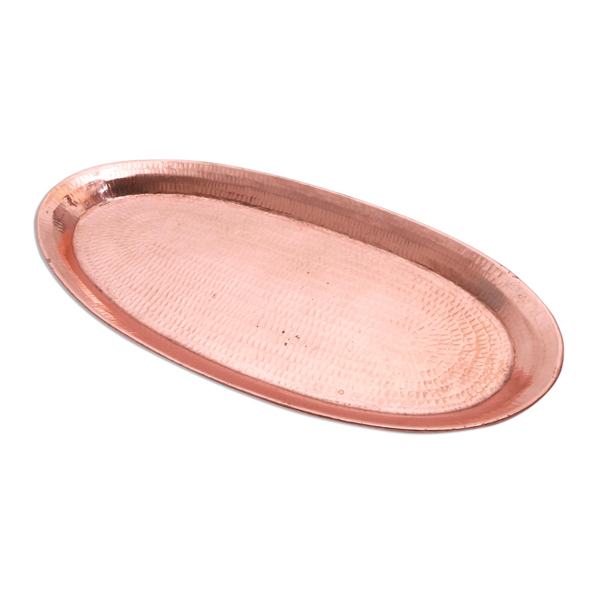 Oval Entertainment Hammered Oval Copper Tray Crafted In Bali