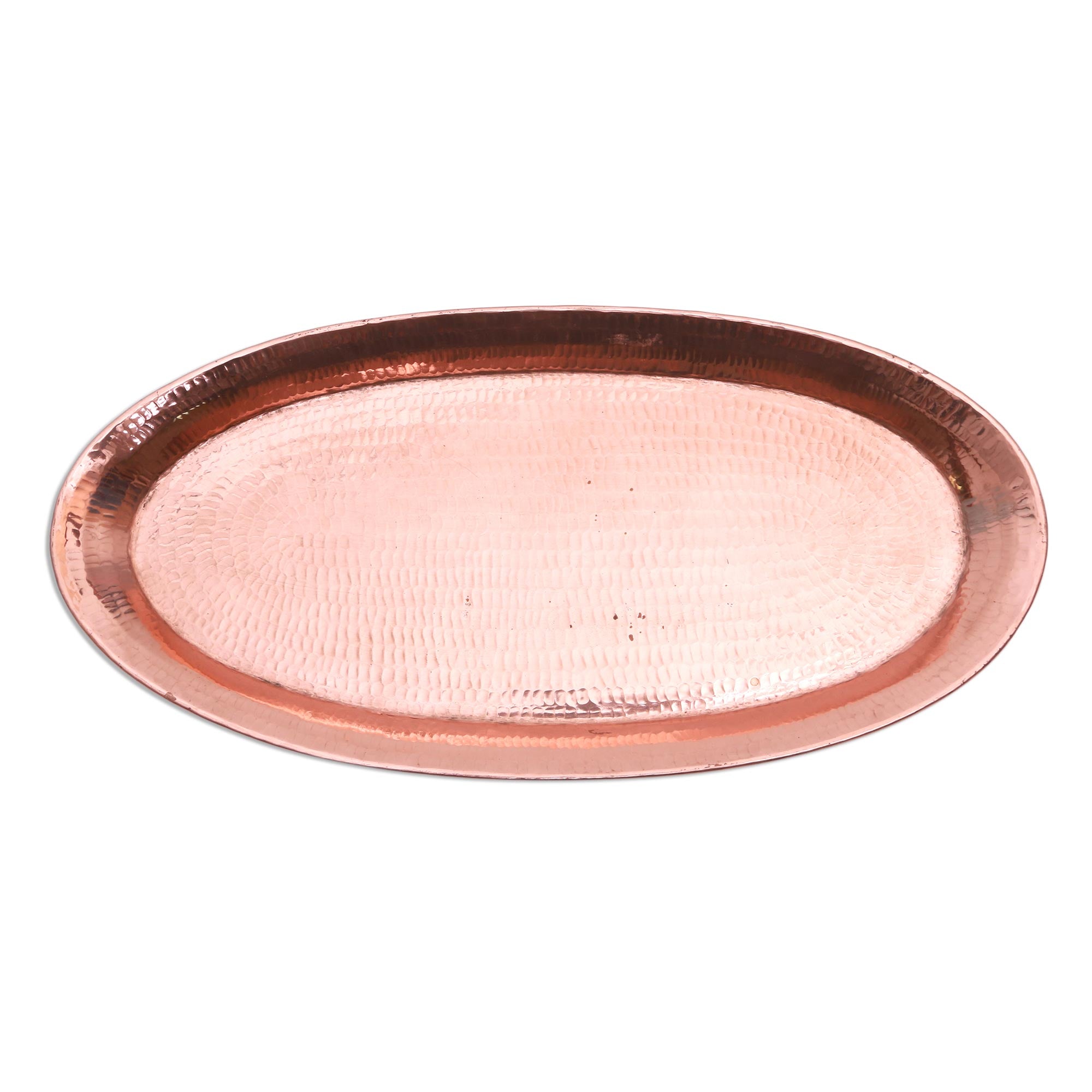 Oval Entertainment Hammered Oval Copper Tray Crafted In Bali