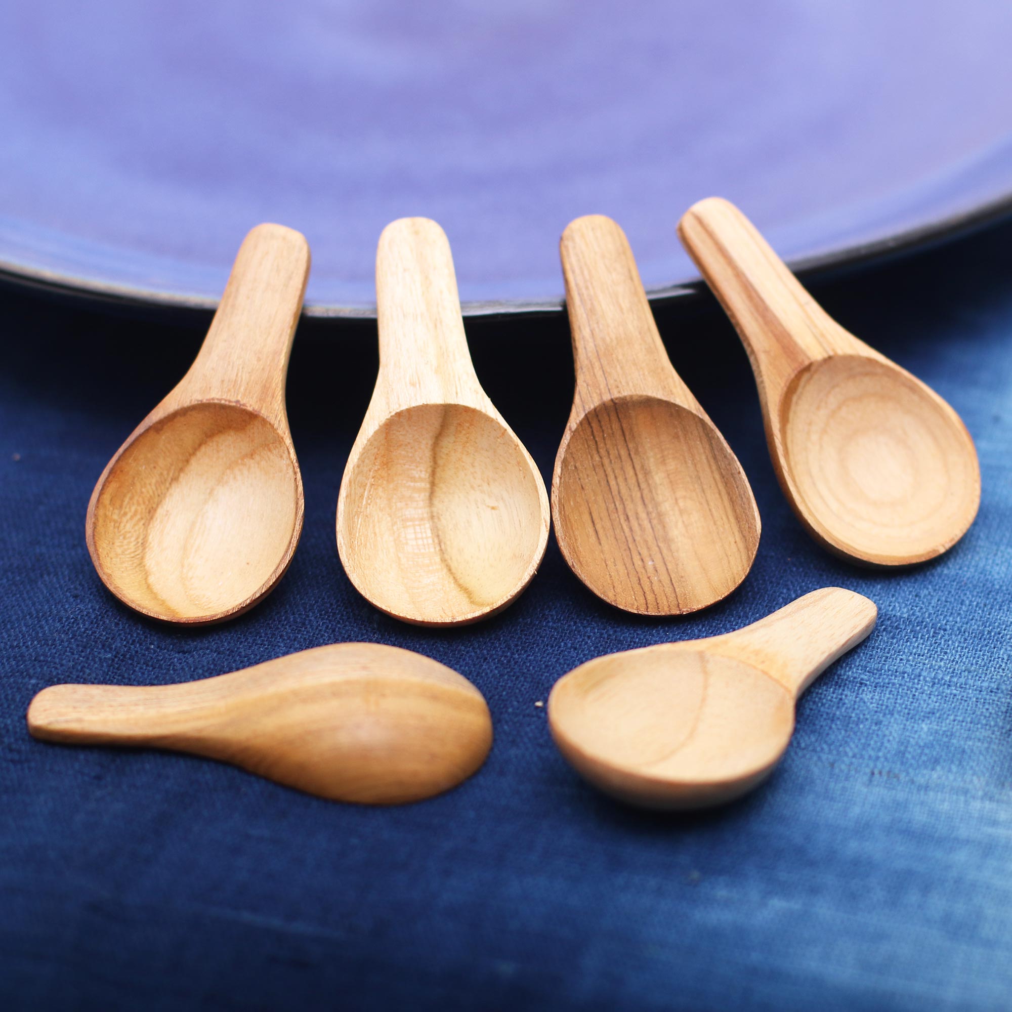 Healthy Meal Round Teak Wood Scoops From Bali (Set Of 6)