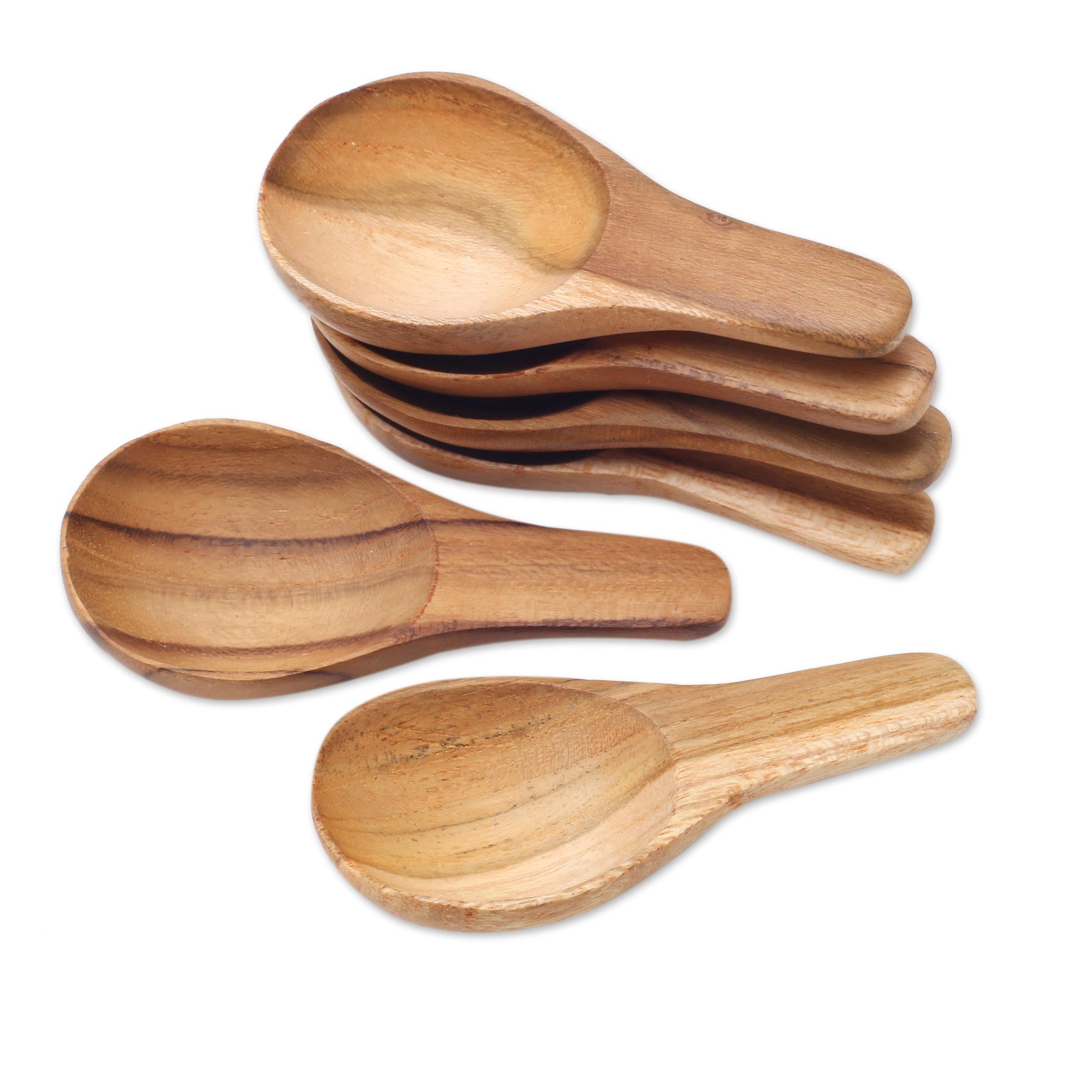 Healthy Meal Round Teak Wood Scoops From Bali (Set Of 6)