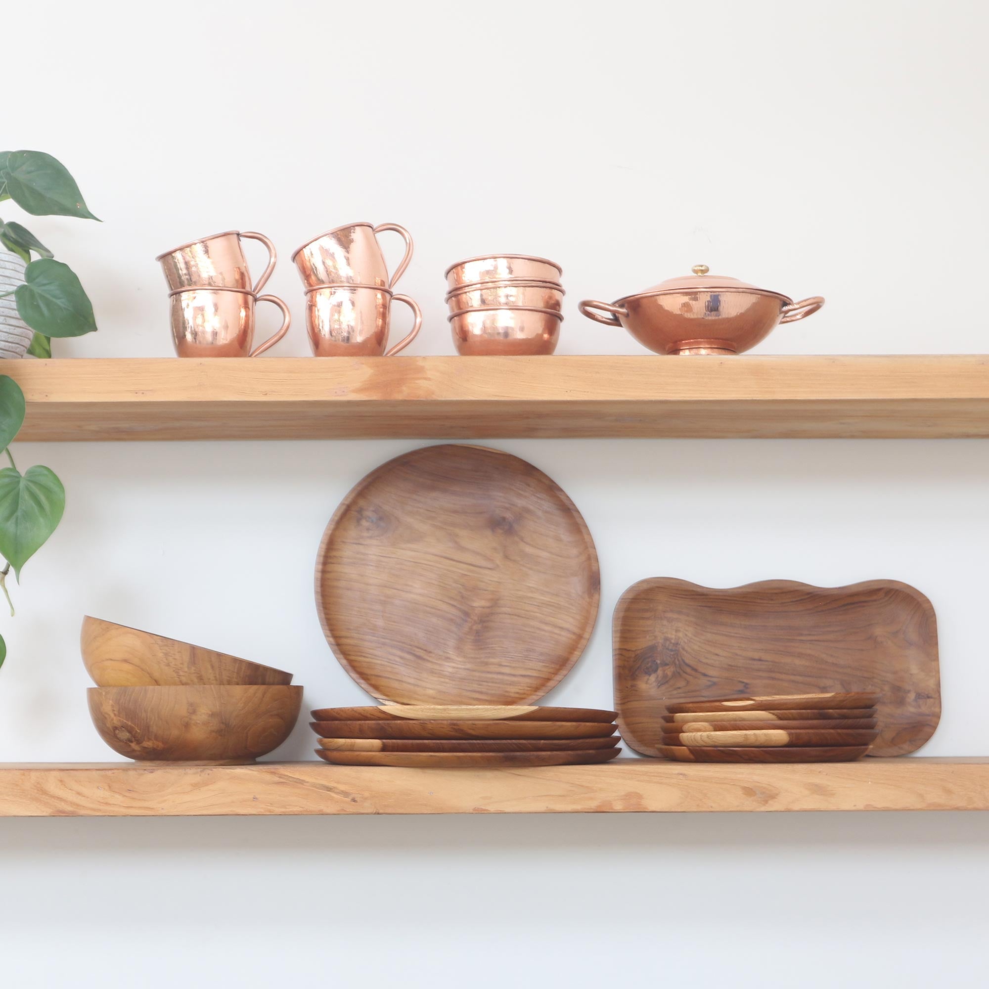 Bali Wave Wavy Teak Wood Platter Handcrafted In Bali