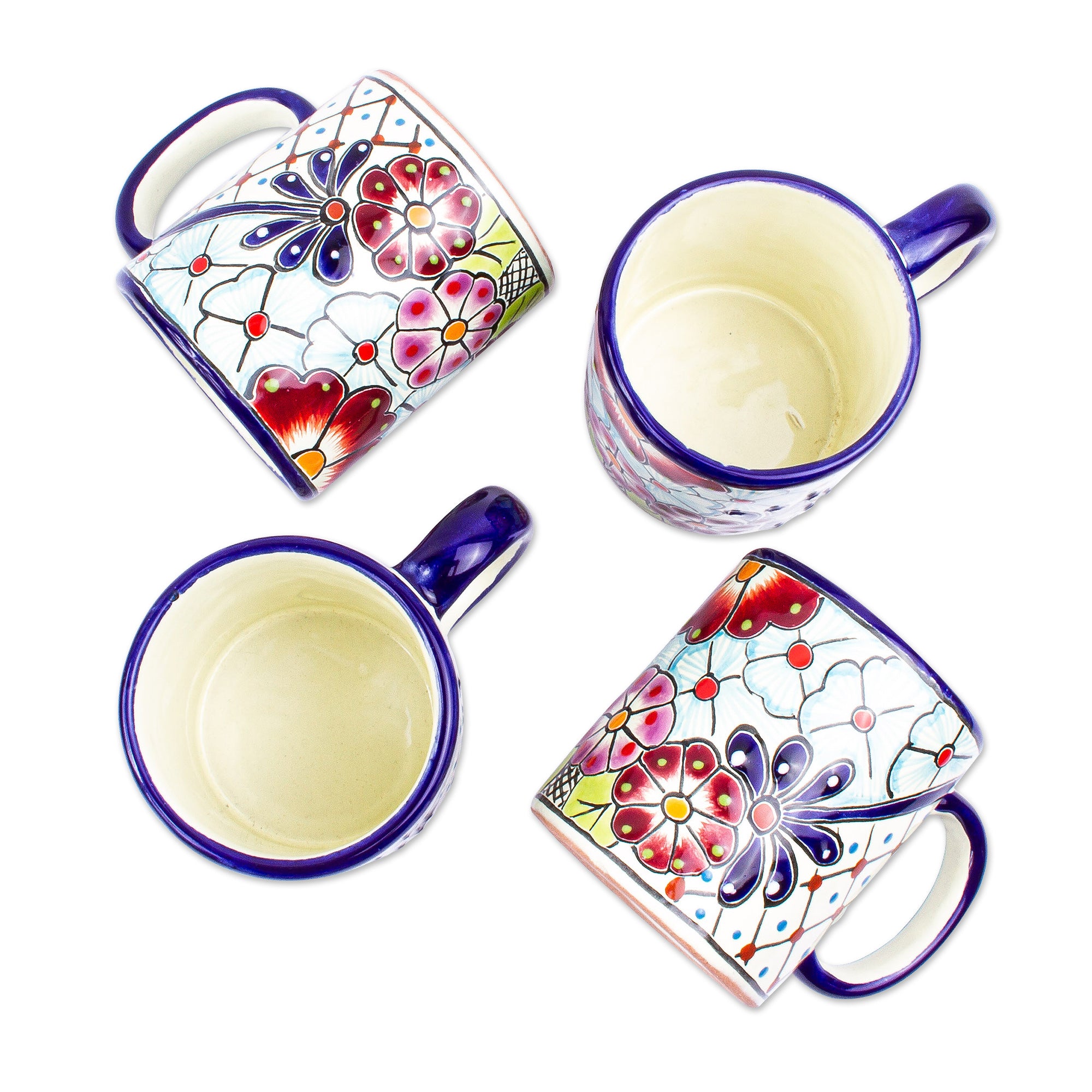 Colors Of Mexico Multicolored Ceramic Mugs From Mexico (Set Of 4)