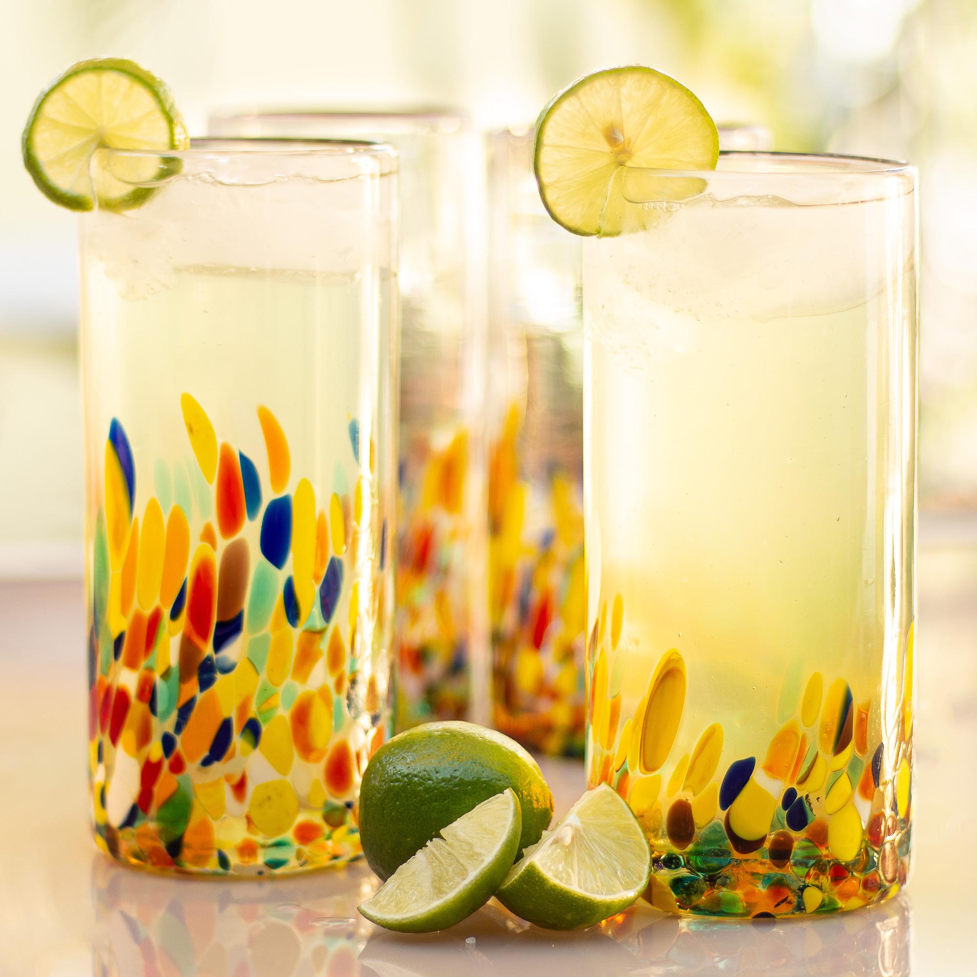 Confetti Colorful Handblown Glass Highball Cocktail (Set Of 6)